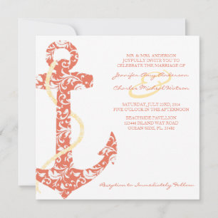 Coral und Yellow Anchor Beach Einladung zur Hochze