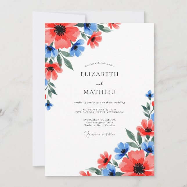 Coral Vibrant Spring Wedding Einladung (Vorderseite)