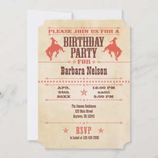 Coral Vintag Cowboy Einladung zum Geburtstag