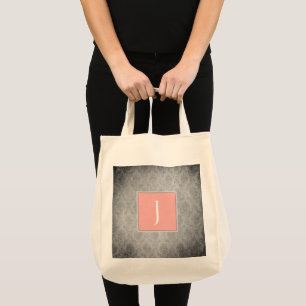 Coral Vintag Damask Monogram Tote Bag Tragetasche