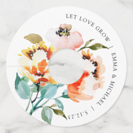 Coral Vintag Watercolor Floral Wine Glass Tag