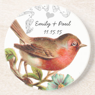 Coral Vintage Love Bird Untersetzer