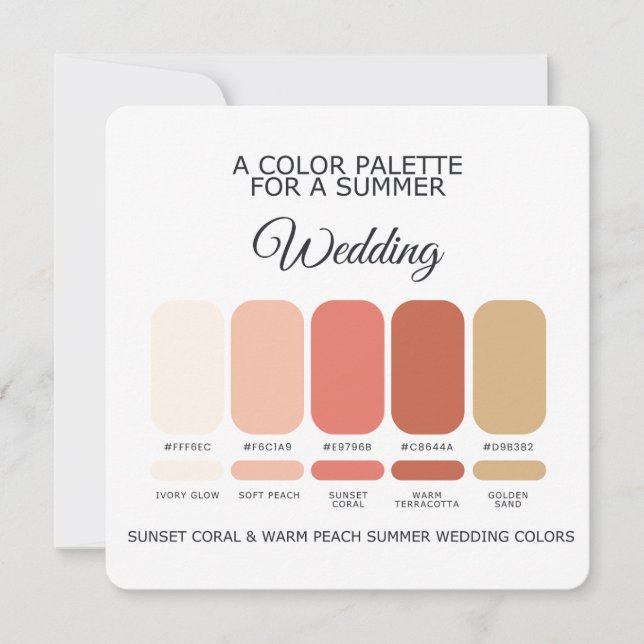 Coral Warm Peach Summer Wedding Palette 2026 Card Einladung (Vorderseite)