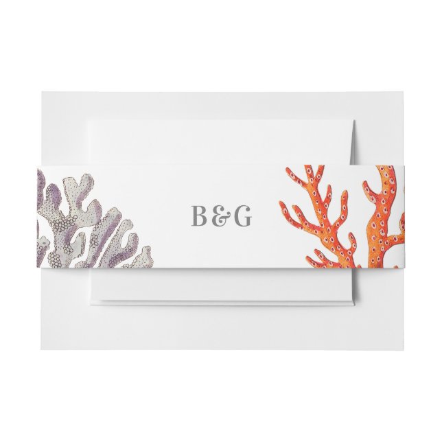 Coral Watercolor Beach Moderne Hochzeit Einladungsbanderole (Vorderseite Beispiel)