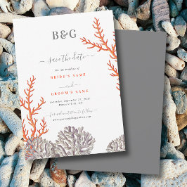 Coral Watercolor Beach Moderne Hochzeit Save The Date
