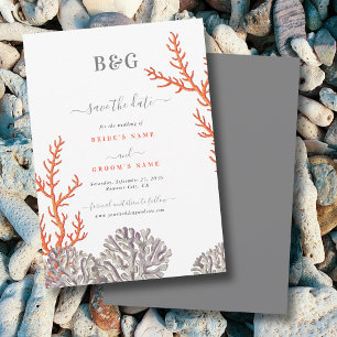 Coral Watercolor Beach Moderne Hochzeit Save The Date