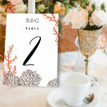 Coral Watercolor Beach Moderne Hochzeit Tischnummer<br><div class="desc">Ein modernes monogramm Korallenhochzeitdesign. Ein Stranddesign, das Aquarellkorallen verwendet, um ein elegantes Hochzeitsdesign im Sommer zu schaffen. Ein bezauberndes Design aus Korallen und Grauen tropischen Stränden mit klassischer Schrift-Typografie. Ein elegantes Küstenstrand Thema Hochzeitskarte Design mit modernen Tischnummern. Auch die passenden Korallenhochzeiten und andere Schreibwaren sind verfügbar. Passen Sie die Anzahl...</div>