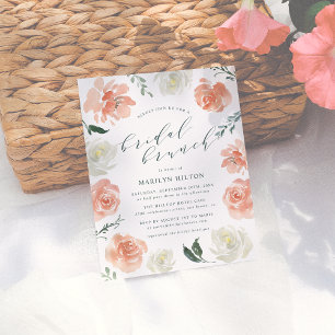 Coral Watercolor Bloral Bridal Brunch Dusche Einladungspostkarte