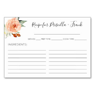 Coral Watercolor Peony Polterabend Rezept Karte