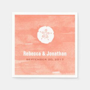 Coral Watercolor Sand Dollar Empfang Serviette