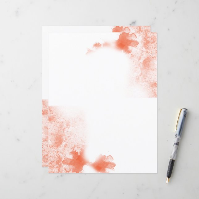 Coral Watercolor schlichtes Papier (Vorderseite/Rückseite Beispiel)