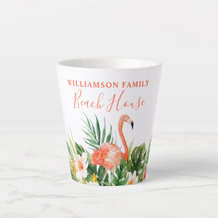Coral Watercolor Tropical Floral Beach House Milchtasse