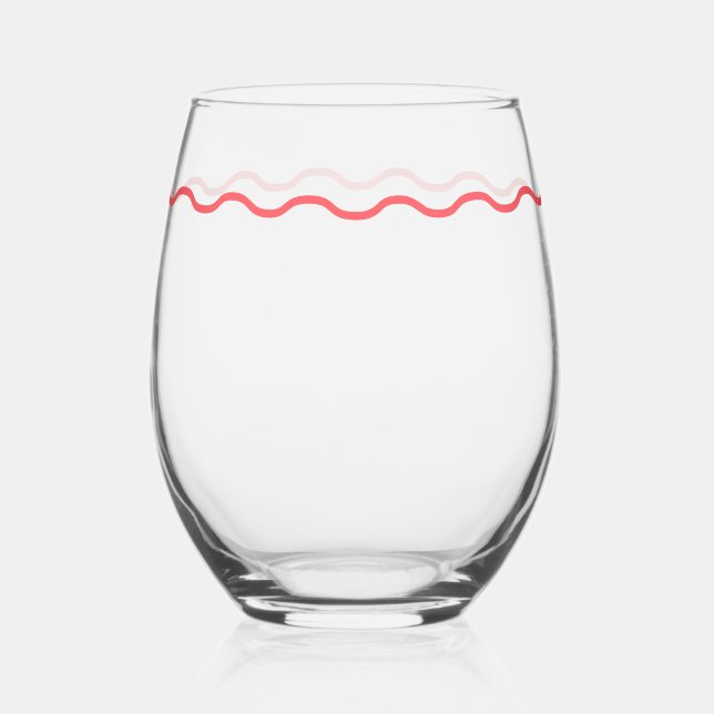 Coral Wavy Retro Weinglas Ohne Stiel (Vorderseite)