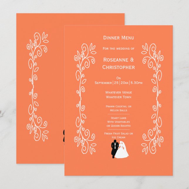 Coral Wedding Menu Briom Design Menükarte (Vorne/Hinten)