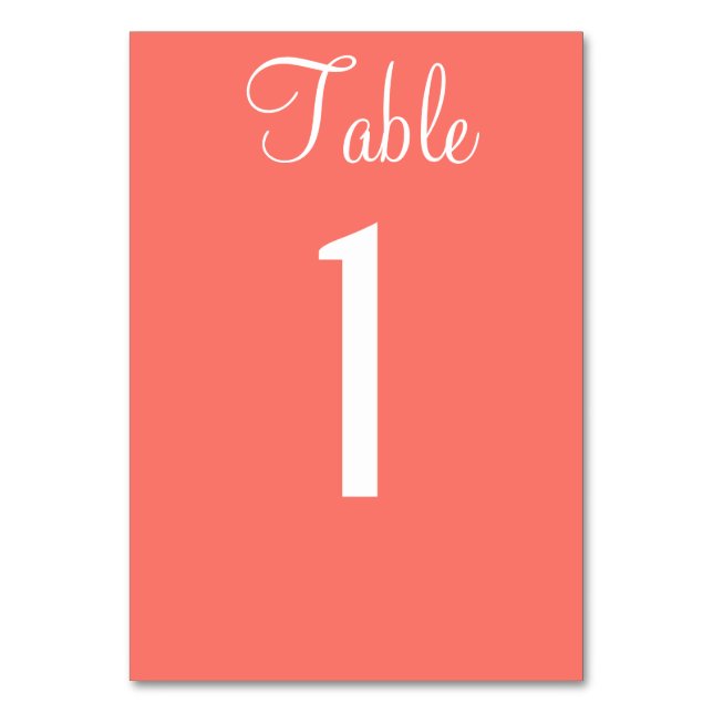 Coral Wedding Table No. Cards Tischnummer (Rückseite)