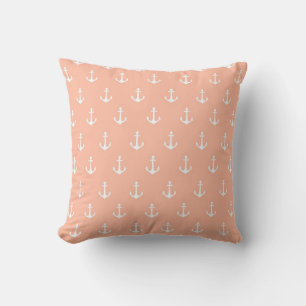 Coral White Anchor Muster Kissen