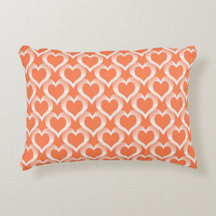 Coral White Hearts Muster Dekokissen