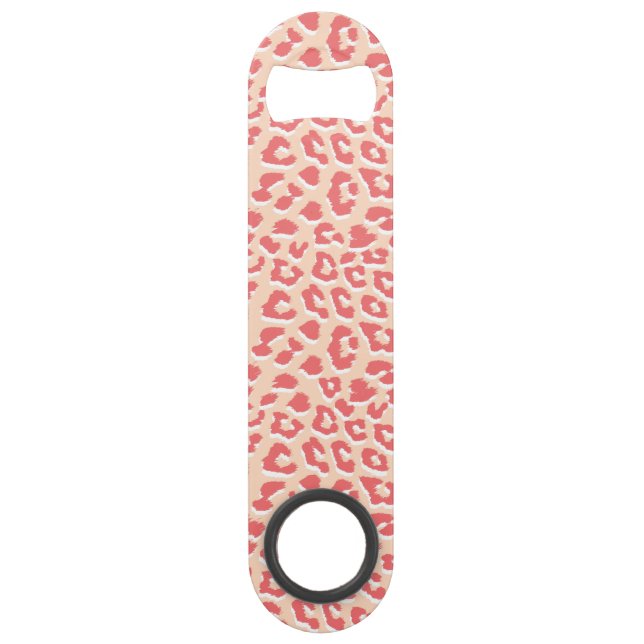 Coral White Leopard Print Speed Flaschenöffner (Rückseite)