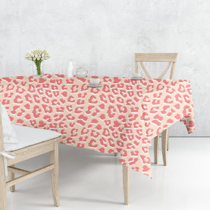 Coral White Leopard Print Tischdecke