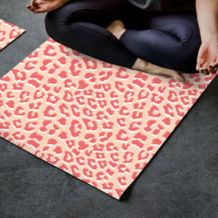 Coral White Leopard Print Yogamatte