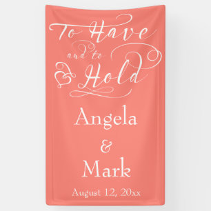 Coral White Personalisiert Wedding Banner