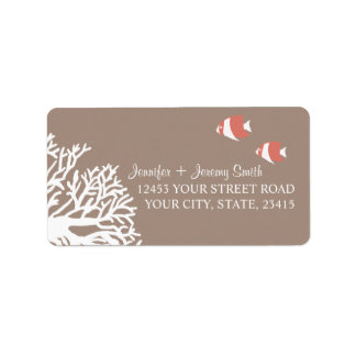 Coral White und Ivory Beige Tropischer Angelfisch Adressaufkleber