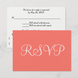 Coral White Wedding RSVP Karte