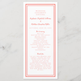 Coral & White Wedding Service Zeremonie Minimalist Programm
