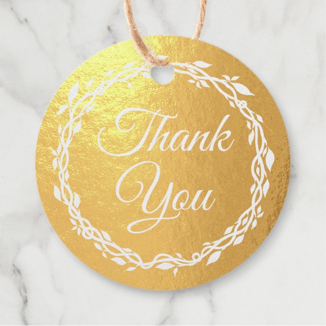 Coral Woodsy Wedding Double Sided Gold Foil Geschenkanhänger (Vorderseite)