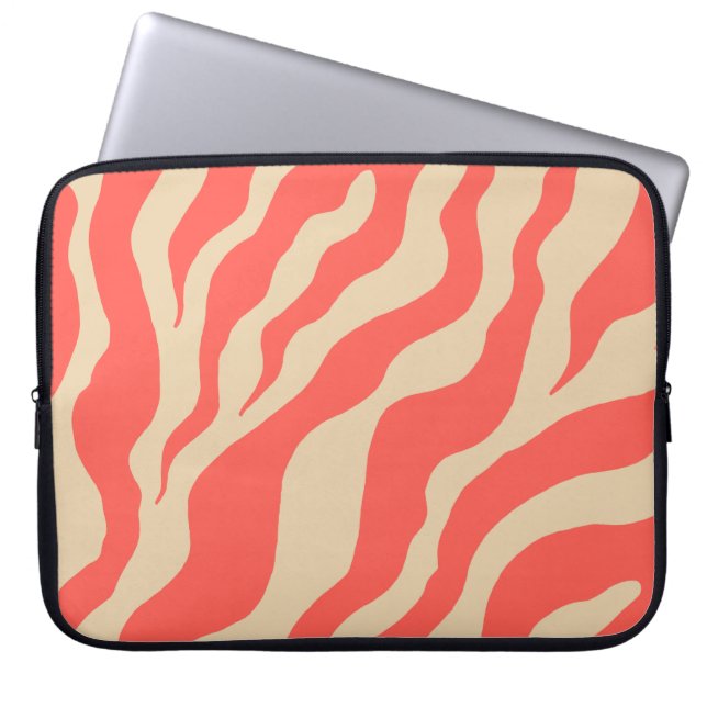 Coral Zebra Print Laptop Sleeve (Vorderseite)
