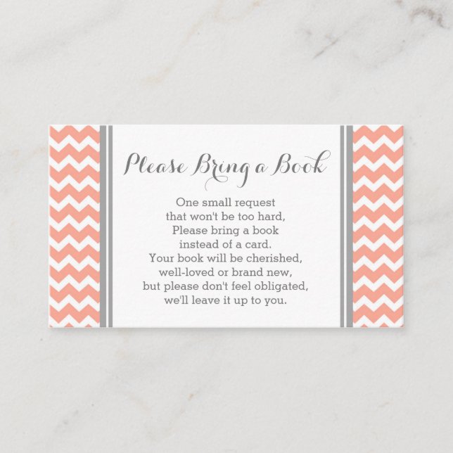 Coral Zickzack Baby Shower Book Request Card Begleitkarte (Vorderseite)