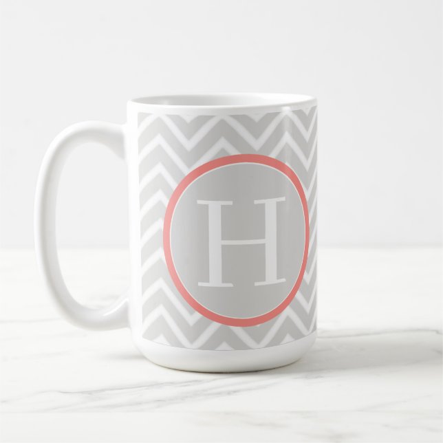 Coral Zickzack Monogram Kaffeetasse (Links)
