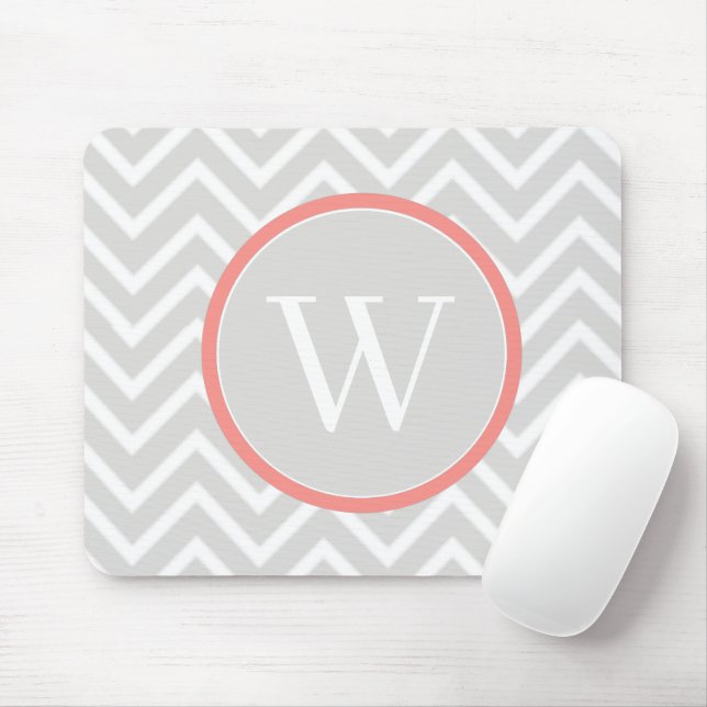 Coral Zickzack Monogram Mouse Pad Mousepad (Mit Mouse)