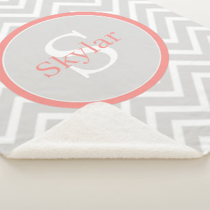 Coral Zickzack Monogram Sherpadecke