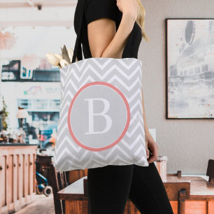 Coral Zickzack Monogram Tote Bag