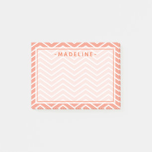 Coral Zickzack Pattern Anmerkung aus Post-it Klebezettel