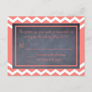 Coral Zickzack RSVP Card Karte
