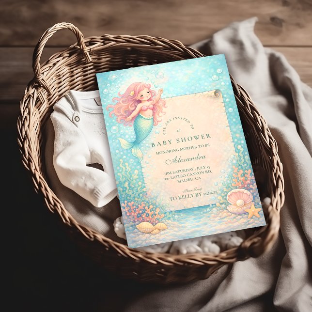Corallight Mermaid Keepsake Baby Shower Einladung (Von Creator hochgeladen)