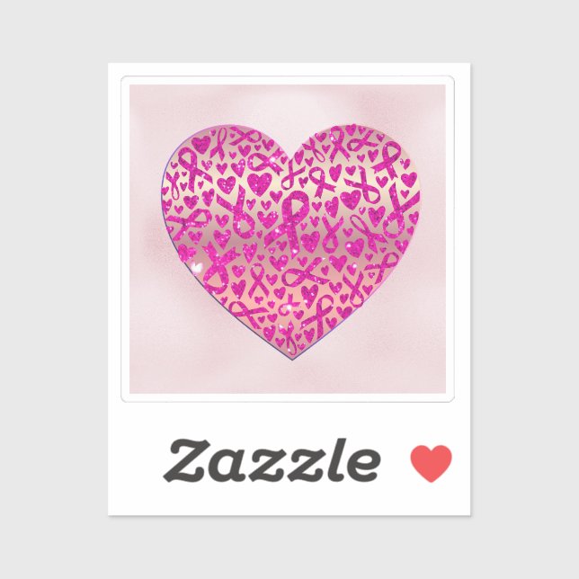 Corazón apoyo contra el Cáncer de Mama Camiseta Aufkleber (Blatt)