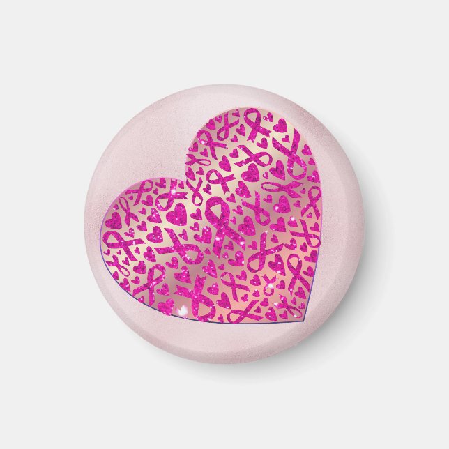 Corazón apoyo contra el Cáncer de Mama Camiseta Magnet (Vorne)