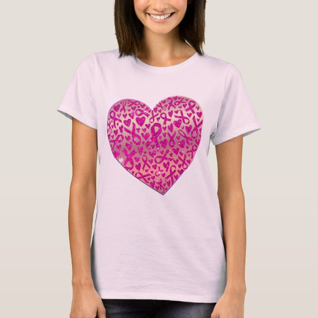 Corazón apoyo contra el Cáncer de Mama Camiseta T-Shirt (Vorderseite)