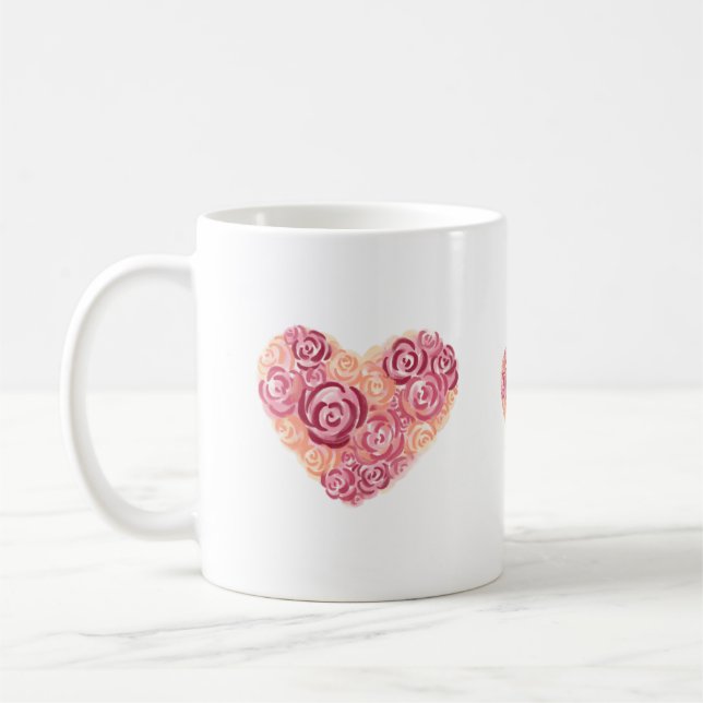 Corazon de flores en acuarela kaffeetasse (Links)