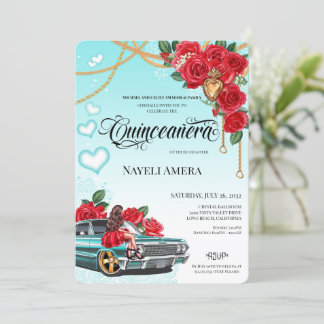 Corazón de Milagros Lowrider Chola Chicana Quince Einladung