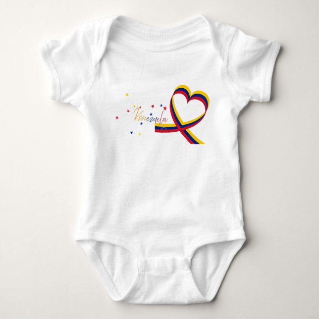 Corazón de Venezuela con Estrellas – Diseño Tierno Baby Strampler (Vorderseite)