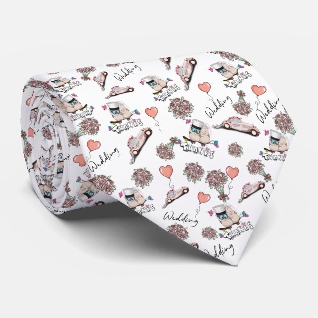 Corbata de Boda con  pájaros de novios Krawatte (Gerollt)