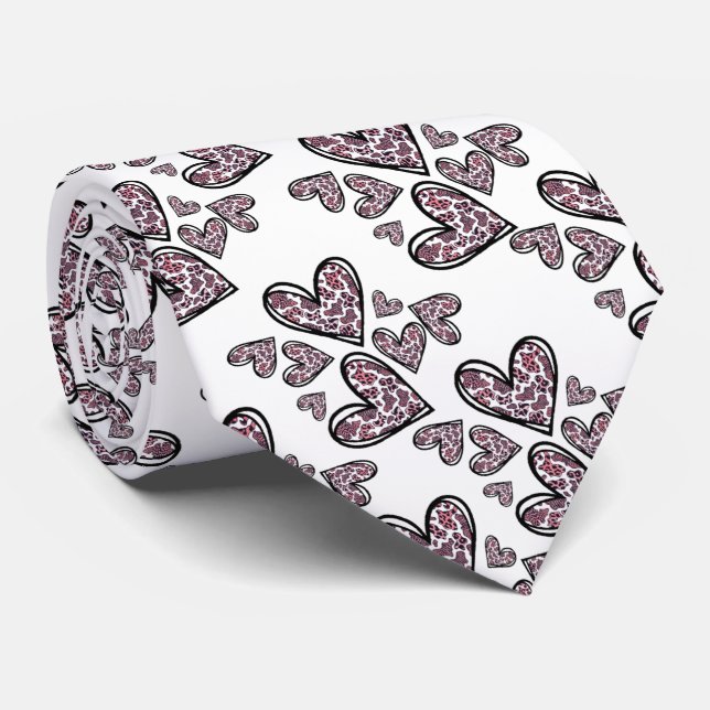 Corbata de corazones con manchas de leopardo krawatte (Gerollt)