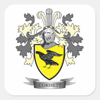 Corbett Familienwappen Coat of Arms Quadratischer Aufkleber