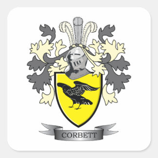 Corbett Familienwappen Coat of Arms Quadratischer Aufkleber