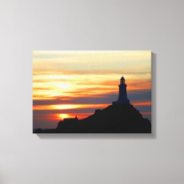 Corbiere lighthouse at sunset, Jersey Leinwanddruck (Vorderseite)