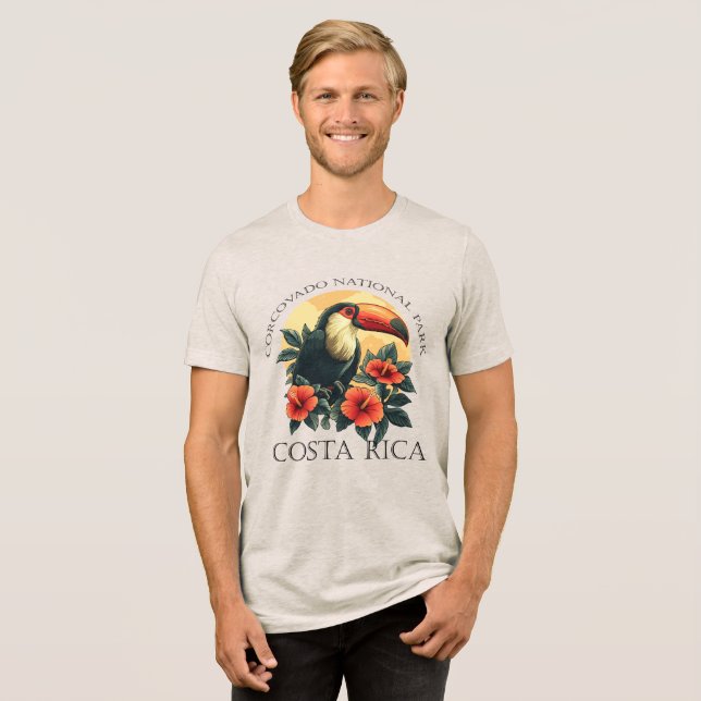 Corcovado Costa Rica Toucan Tri-Blend Shirt (Vorderseite voll)